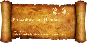 Matuskovics Hiador névjegykártya